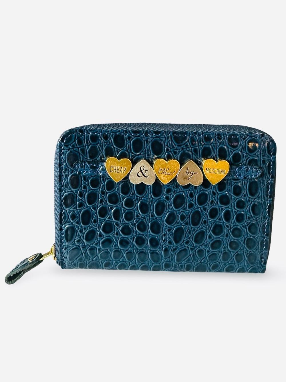 Mila Schön Italy Yellow Crocodile Pattern Leather Key Case Wallet Luxury